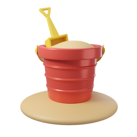 Sand Bucket With Scoop  3D Icon
