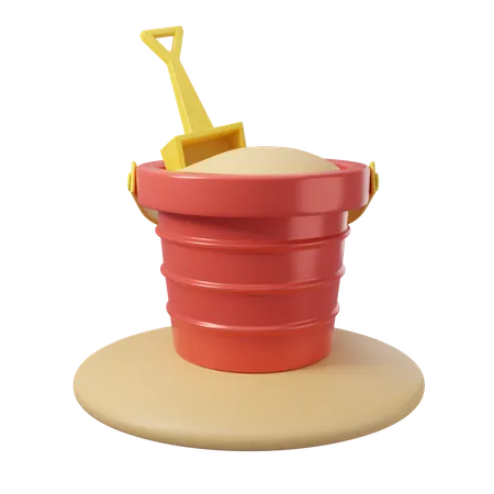 Sand Bucket With Scoop  3D Icon