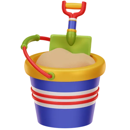 Sand Bucket with Scoop  3D Icon