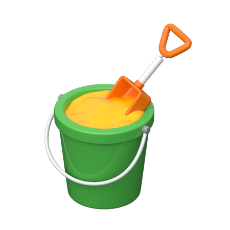 Sand Bucket With Shovel  3D Icon