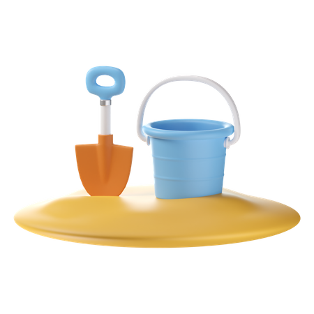 Sand Bucket With Shovel 3D Icon