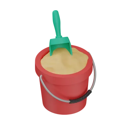 A Bucket Of Sand And A Shovel 3D Icon