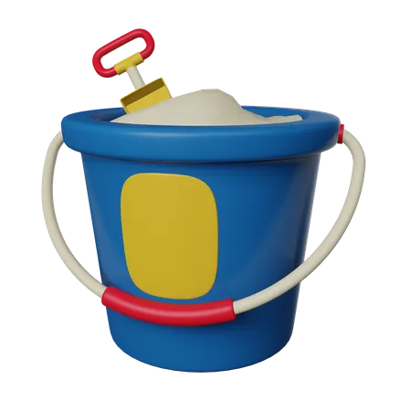 3 D Sand Bucket With Shovel Illustration 3D Icon