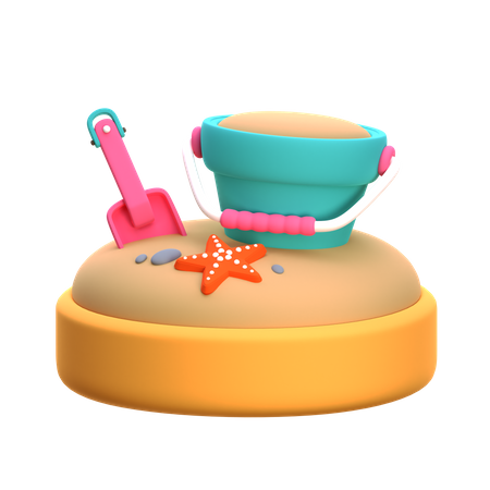 Sand Bucket with Shovel  3D Icon