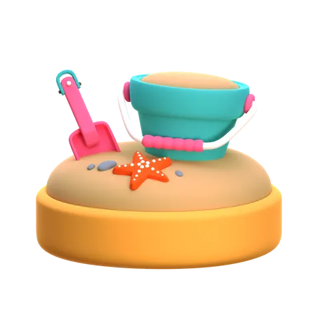 Sand Bucket with Shovel  3D Icon