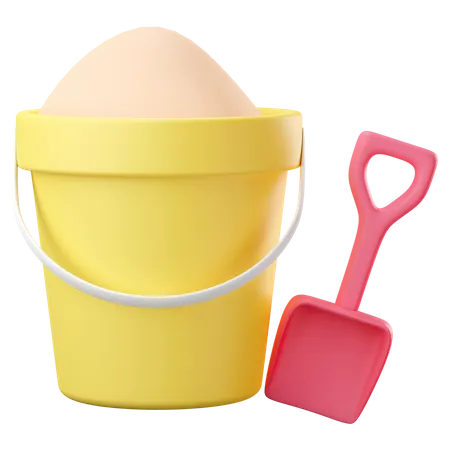 Sand bucket with spade  3D Icon