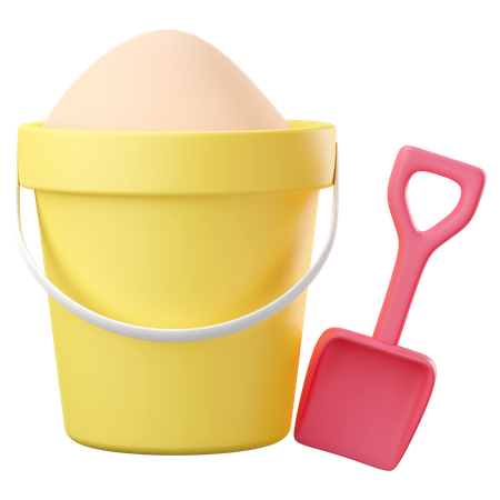 Sand bucket with spade 3D Icon