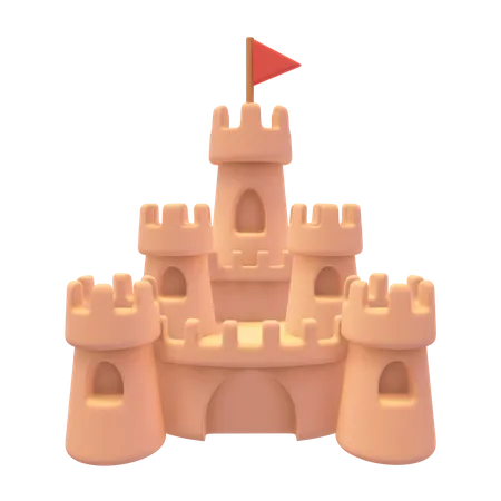 Immerse Yourself In The Enchanting World Of Our 3 D Sandcastle Wonder Illustration This Intricate Masterpiece Captures The Essence Of Carefree Beach Days 3D Icon