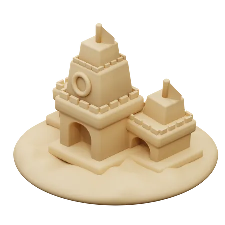 3 D Illustration Of Sand Castle 3D Icon