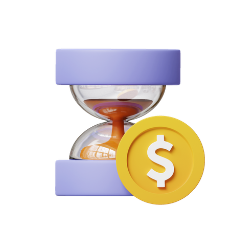 Sand Hour Money Coin  3D Icon