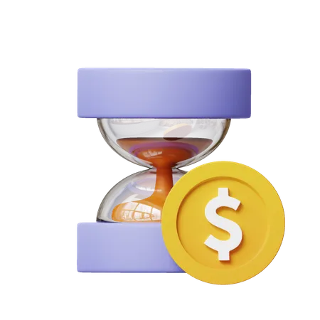 Sand Hour Money Coin  3D Icon