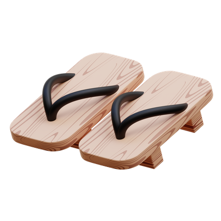 Sandalias de madera  3D Icon