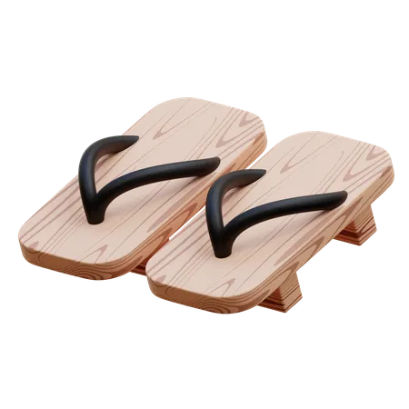 Sandalias de madera  3D Icon