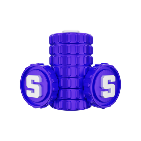 Sandbox coin stack  3D Illustration