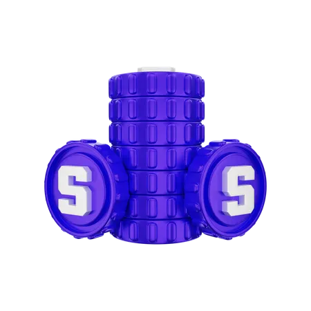 Sandbox coin stack  3D Illustration