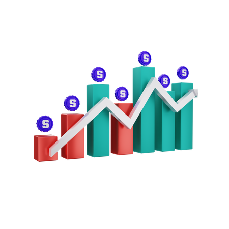 Gráfico sandbox para cima e para baixo  3D Illustration