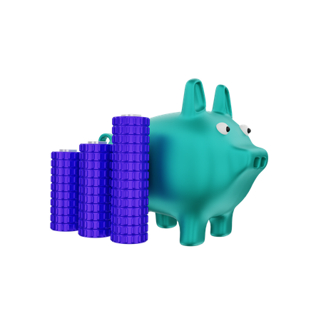 Sandbox stacked piggy bank  3D Illustration