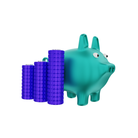 Sandbox stacked piggy bank 3D Illustration