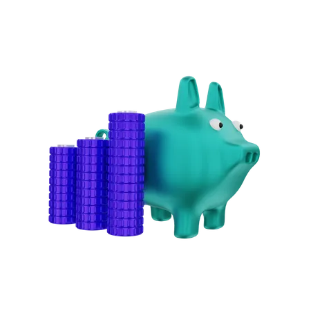 Sandbox stacked piggy bank  3D Illustration