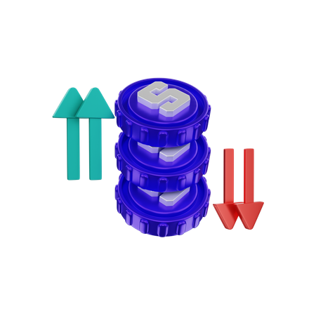 Sandbox-Trend nach oben grün und nach unten rot  3D Illustration