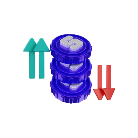 Sandbox trend up green and down red  3D Illustration