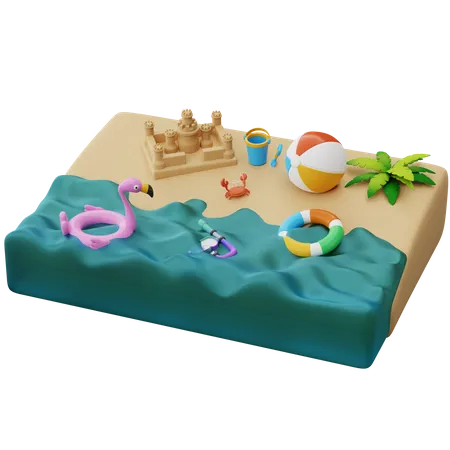 Sandburg im Sand  3D Illustration