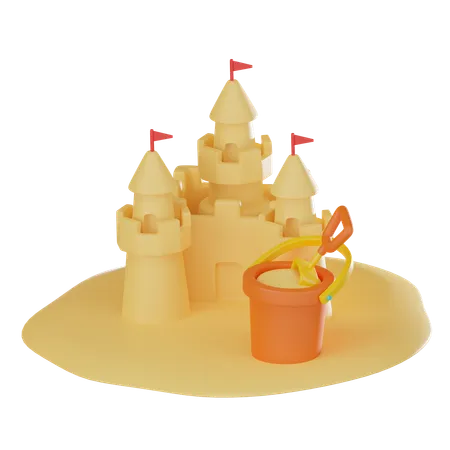Sand Castle Captivating 3 D Icon Ideal For Beach Themed Designs Vacation Concepts And Seaside Leisure Imagery 3 D Render Illustration 3D Icon