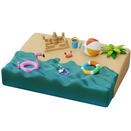 Sandcastle In The Sand  3D Illustration