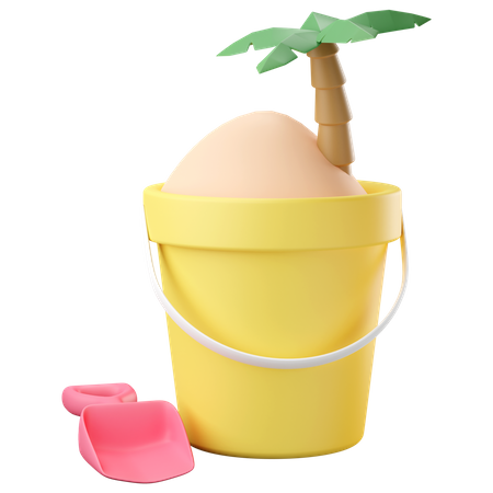 Sandeimer mit Kokospalme  3D Icon