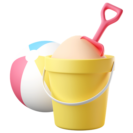 Sandeimer mit Wasserball  3D Icon