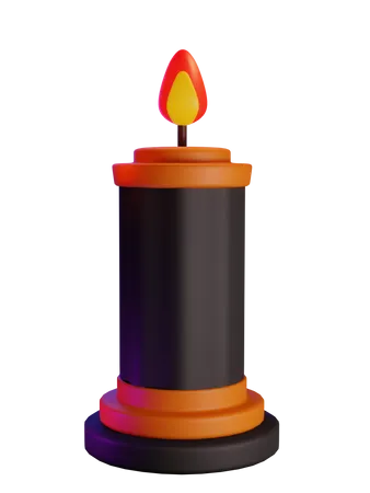 Black And Orange Candle 3D Icon