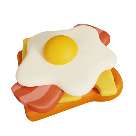 Sanduíche com ovo frito  3D Illustration
