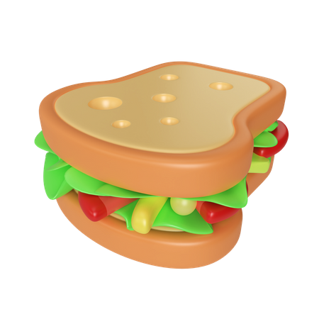 Sanduíche de pão branco  3D Icon