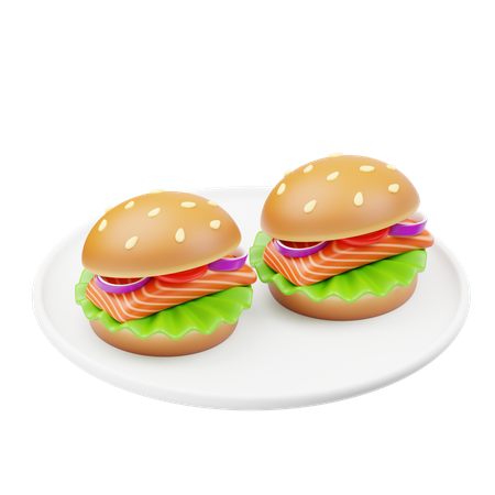 Sanduíches de salmão grelhado  3D Icon