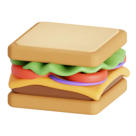 Sandwich With Onion Tomato Patty And Cheese 3D Icon