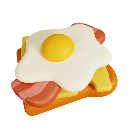 Sandwich avec oeuf au plat  3D Illustration