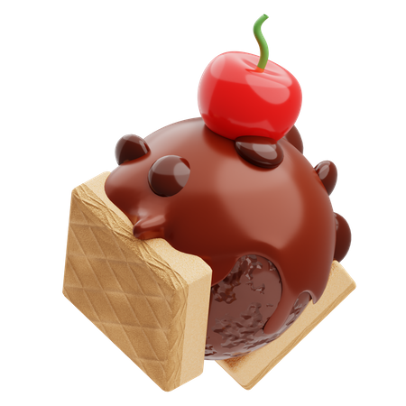 Helado de sándwich de chocolate  3D Illustration