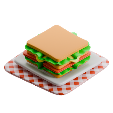 Sandwich On Checkered Plate  3D Icon