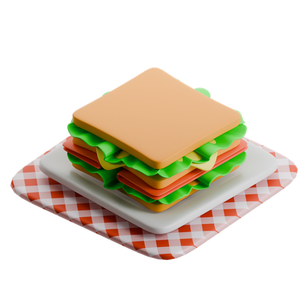 Sandwich On Checkered Plate  3D Icon