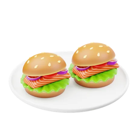 Sándwiches de salmón a la parrilla  3D Icon