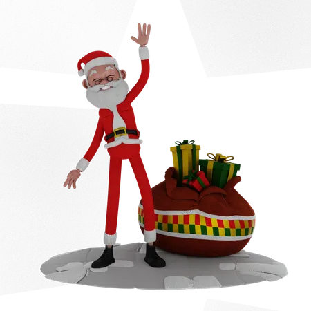 Santa saludando con la mano  3D Illustration