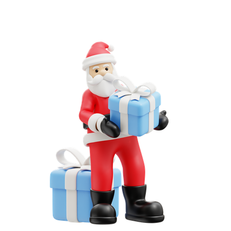 Santa brings winter gifts  3D Illustration