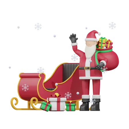 Santa Carriage  3D Icon