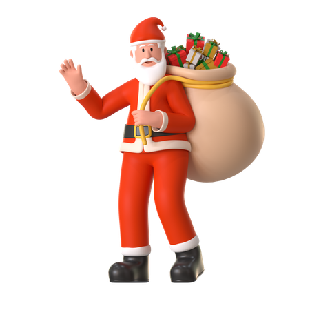 Santa Carries A Big Bag Of Presents  3D Illustration