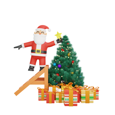 Santa celebrando la navidad  3D Illustration