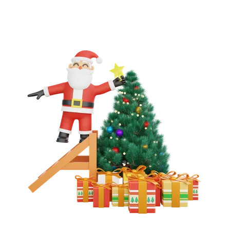 Santa celebrando la navidad  3D Illustration