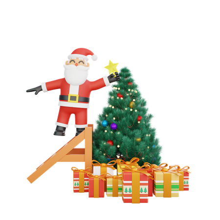 Santa Celebrating Christmas  3D Illustration