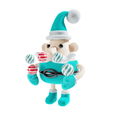 Santa Claus With Neon Theme 3D Illustration