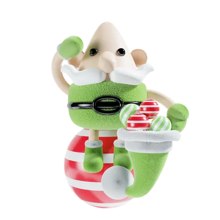 Santa Claus With Green Theme 3D Illustration