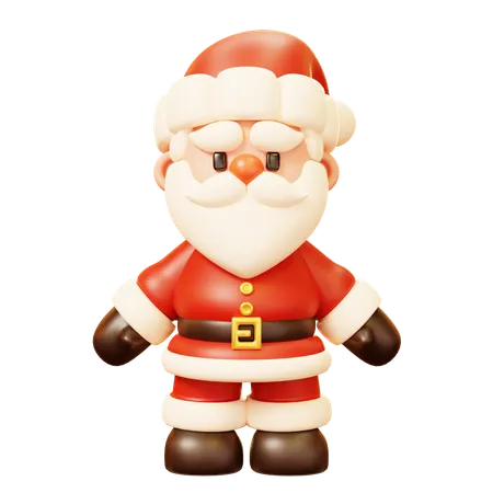 Cute Cartoon 3 D Santa Claus Character Full Body Idle Greeting Happy New Year Decoration Merry Christmas Holiday New Year And Xmas Celebration 3D Icon